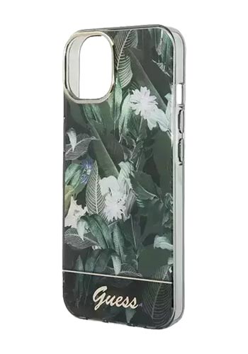 GUESS Hard Cover Jungle Collection Green, für iPhone 14 Plus, GUHCP14MHGJGHA