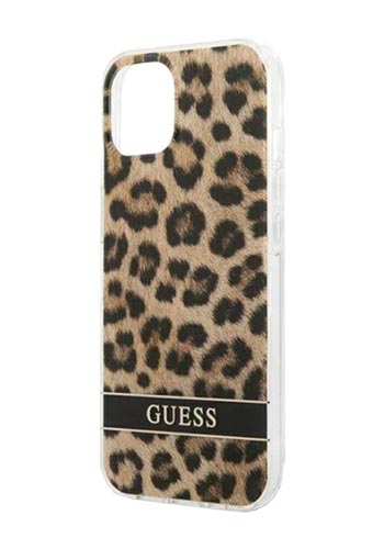 GUESS Hard Cover Leopard Brown, für iPhone 13 Mini, GUHCP13SHSLEOW