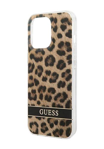 GUESS Hard Cover Leopard Brown, für iPhone 13 Pro, GUHCP13LHSLEOW