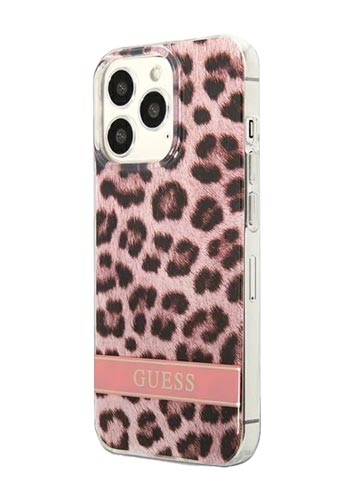 GUESS Hard Cover Leopard Pink, für iPhone 13, GUHCP13MHSLEOP