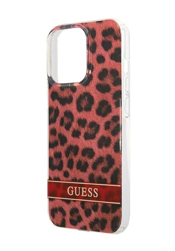 GUESS Hard Cover Leopard Red, für iPhone 13 Pro, GUHCP13LHSLEOR