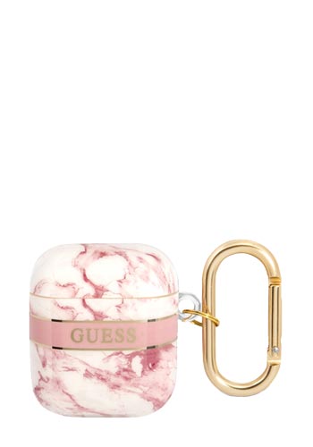 GUESS Hard Cover Marble Strap Pink, für AirPods 1/2, GUA2HCHMAP