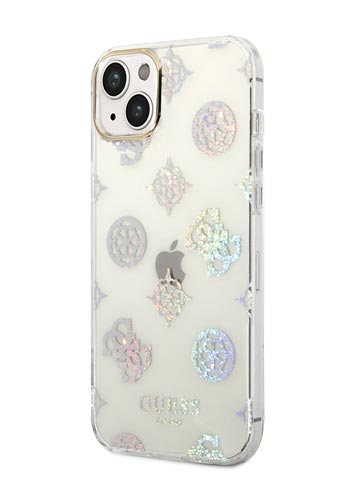 GUESS Hard Cover Peony Glitter Transparent, für iPhone 14 Plus, GUHCP14MHTPPTH