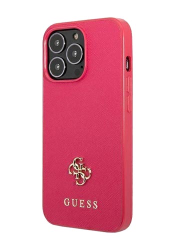 GUESS Hard Cover Saffiano 4G Small Metal Logo Pink, für iPhone 13/13 Pro, GUHCP13LPS4MF