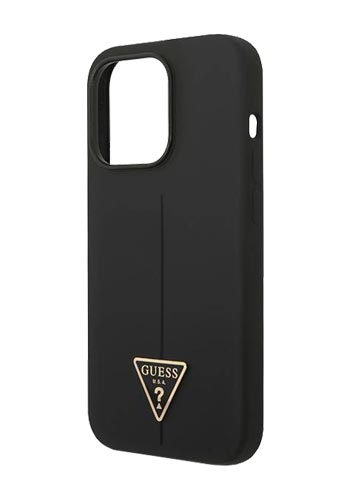 GUESS Hard Cover Silicone Triangle Black, für iPhone 14 Pro, GUHCP14LSLTGK