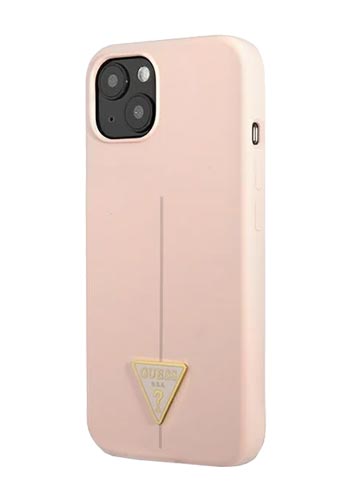GUESS Hard Cover Silicone Triangle Pink, für iPhone 13 Mini, GUHCP13SSLTGP