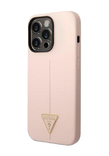GUESS Hard Cover Silicone Triangle Pink, für iPhone 14 Pro, GUHCP14LSLTGP