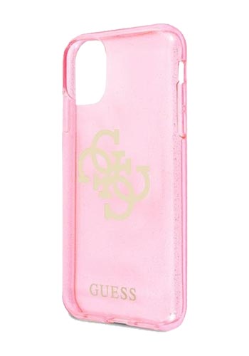 GUESS Hard Cover TPU Big 4G Full Glitter Pink, für Apple iPhone 11 GUHCN61PCUGL4GPI, Blister
