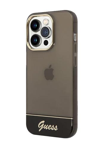 GUESS Hard Cover Translucent Transparent Black, für iPhone 14 Pro Max, GUHCP14XHGCOK