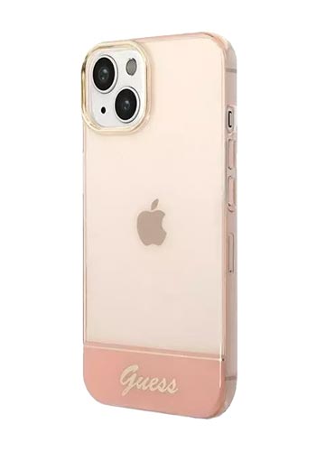 GUESS Hard Cover Translucent Transparent Pink, für iPhone 14 Plus, GUHCP14MHGCOP