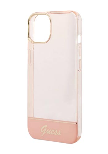 GUESS Hard Cover Translucent Transparent Pink, für iPhone 14 Pro Max, GUHCP14XHGCOP