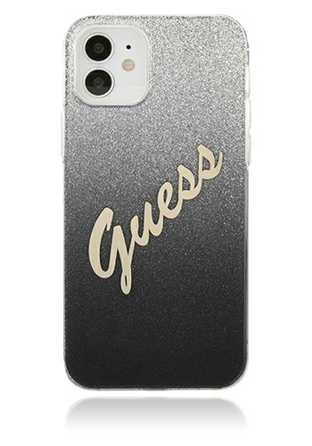 GUESS Hard Cover Vintage Glitter Gradient Black, für iPhone 12 Mini, GUHCP12SPCUGLSBK