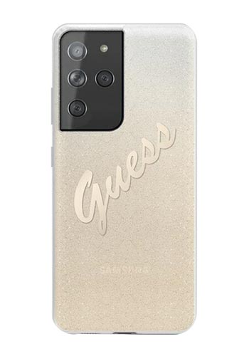 GUESS Hard Cover Vintage Glitter Gradient Gold, für Samsung G998 Galaxy S21 Ultra, GUHCS21LPCUGLSGO, Blister