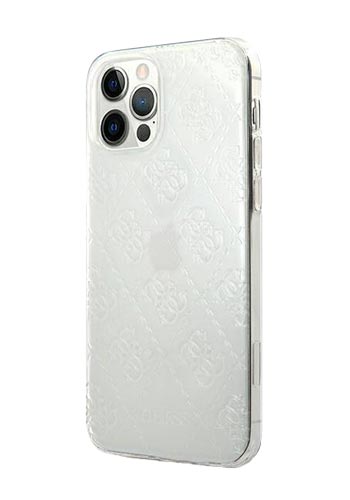GUESS Soft Cover 3D Raised Transparent, für Apple iPhone 12 Pro Max, GUHCP12L3D4GIRBL, Blister