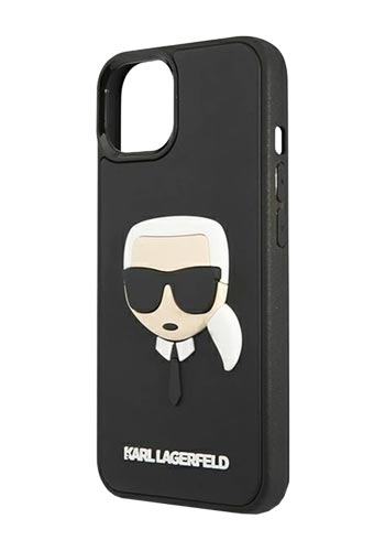 Karl Lagerfeld Hard Cover 3D Rubber Karl Head Black, für iPhone 13 Mini, KLHCP13SKH3DBK