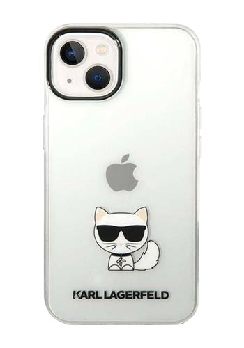 Karl Lagerfeld Hard Cover Choupette Body Logo Transparent, für Apple iPhone 14 Plus, KLHCP14MCTTR