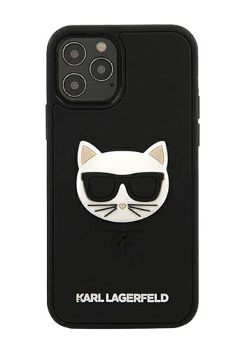 Karl Lagerfeld Hard Cover Choupette Head Glitter Black, für Apple iPhone 12/12 Pro, KLHCP12MCH3DBK
