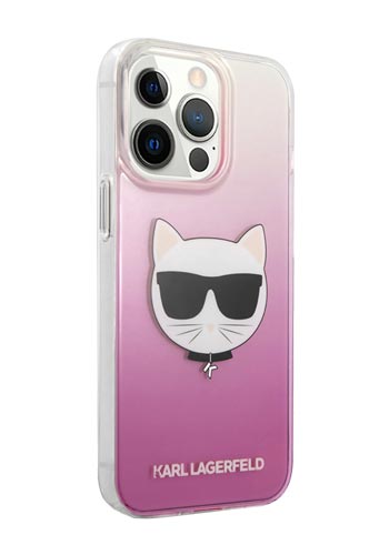 Karl Lagerfeld Hard Cover Choupette Head Pink, für Apple iPhone 13 Pro Max, KLHCP13XCTRP