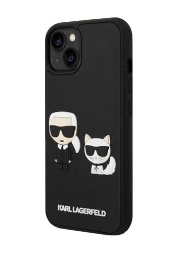 Karl Lagerfeld Hard Cover Iconic Karl and Choupette 3D Black, für Apple iPhone 14 Plus, KLHCP14M3DRKCK