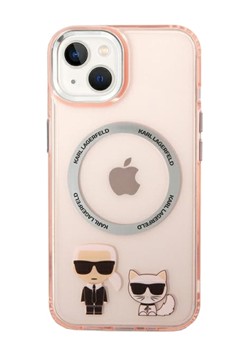 Karl Lagerfeld Hard Cover Karl and Choupette Magsafe Pink, für iPhone 14 Plus, KLHMP14MHKCP