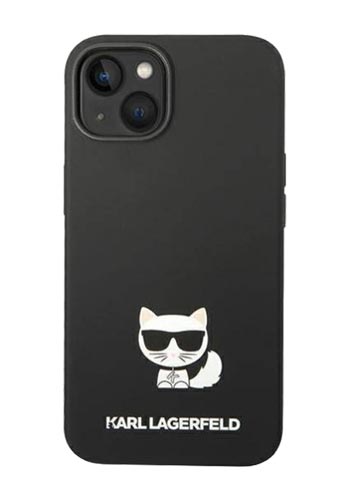 Karl Lagerfeld Hard Cover Silicone Choupette Body Logo Black, für Apple iPhone 14, KLHCP14SSLCTBK