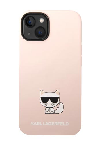 Karl Lagerfeld Hard Cover Silicone Choupette Body Logo Pink, für Apple iPhone 14, KLHCP14SSLCTPI