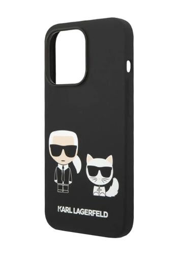 Karl Lagerfeld Hard Cover Silicone Karl and Choupette Magsafe Black, für iPhone 14, KLHMP14SSSKCK