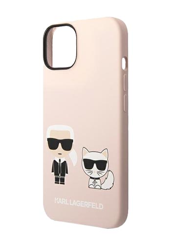 Karl Lagerfeld Hard Cover Silicone Karl and Choupette Magsafe Pink, für iPhone 14, KLHMP14SSSKCI