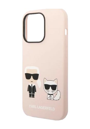 Karl Lagerfeld Hard Cover Silicone Karl and Choupette Magsafe Pink, für iPhone 14 Pro, KLHMP14LSSKCI