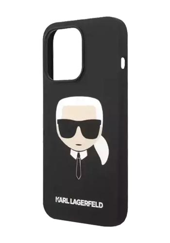 Karl Lagerfeld Hard Cover Silicone Karl Head Magsafe Black, für iPhone 14, KLHMP14SSLKHBK