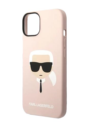 Karl Lagerfeld Hard Cover Silicone Karl Head Magsafe Pink, für iPhone 14, KLHMP14SSLKHLP