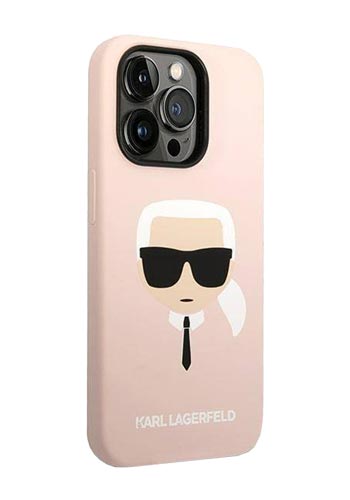 Karl Lagerfeld Hard Cover Silicone Karl Head Magsafe Pink, für iPhone 14 Pro Max, KLHMP14XSLKHLP