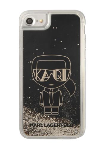Karl Lagerfeld Hard Cover Soft Cover Liquid Glitter Gatsby Black, für Apple iPhone SE 2022, KLHCI8LGGKBK