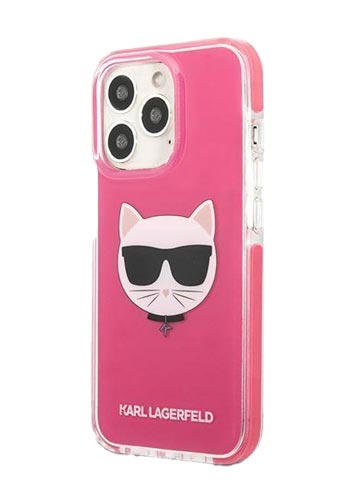 Karl Lagerfeld Hard Cover TPE Choupette Head Fuchsia, für iPhone 13 Pro Max, KLHCP13XTPECPI