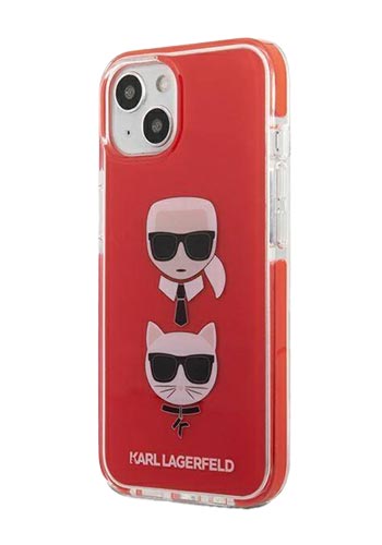 Karl Lagerfeld Hard Cover TPE Karl and Choupette Head Red, für iPhone 13 Mini, KLHCP13STPE2TR