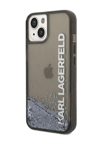 Karl Lagerfeld Hard Cover Translucent Liquid Glitter Black, für iPhone 14 Plus, KLHCP14MLCKVK