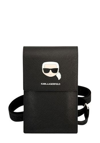 Karl Lagerfeld Phone Bag Metal Karl Head Black, KLWBSAKHPK