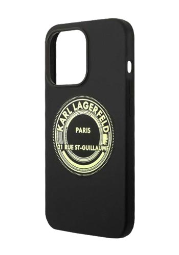 Karl Lagerfeld Soft Cover Silicone RSG Black, für Apple iPhone 14 Pro, KLHCP14LSRSGRCK