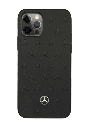 Mercedes-Benz Hard Cover Leather Pattern Black, M Collection für Apple iPhone 12/12 Pro, MEHCP12MPSQBK