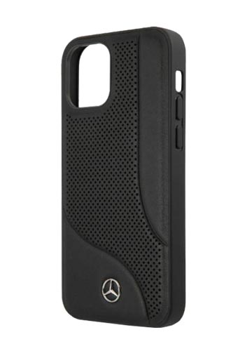 Mercedes-Benz Hard Cover Leather Perforated Area Black, für iPhone 12 Pro Max, MEHCP12LCDOBK