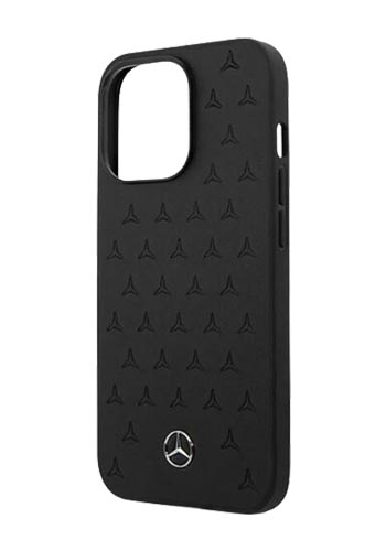 Mercedes-Benz Hard Cover Leather Stars Pattern Black, für iPhone 12 Pro Max,MEHCP12LPSQBK