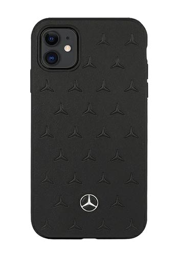 Mercedes-Benz Hard cover Leather Stars Pattern Black, für iPhone 13 Mini, MEHCP13SPSQBK