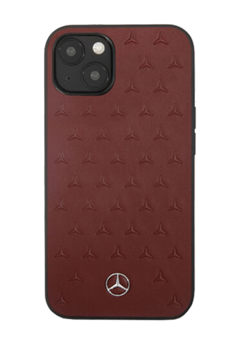 Mercedes-Benz Hard cover Leather Stars Pattern Red, für iPhone 13 Mini, MEHCP13SPSQRE
