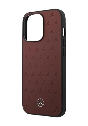 Mercedes-Benz Hard cover Leather Stars Pattern Red, für iPhone 13 Pro Max, MEHCP13XPSQRE