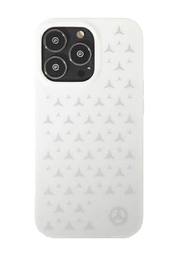 Mercedes-Benz Hard Cover Silver Stars Pattern White, für Apple iPhone 13 Pro Max, MEHCP13XESPWH
