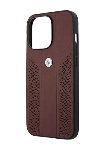 BMW Hard Cover Leather Curve Perforate Red, für Apple iPhone 13 Pro, BMHCP13LRSPPR
