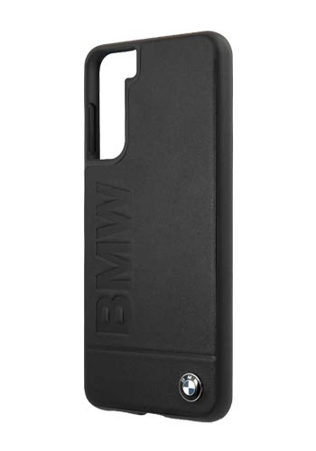 BMW Hard Cover Leather Hot Stamp Black, für Samsung G991 Galaxy S21, Signature, BMHCS21SSLLBK