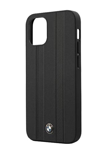 BMW Hard Cover Leather Tire Marks Black, Signature für Apple iPhone 12 Mini, BMHCP12STTBK, Blister