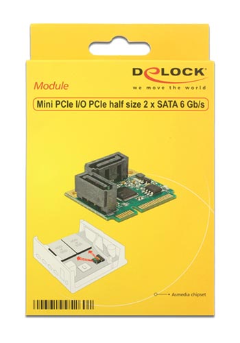 DeLOCK Mini PCIe I/O PCIe Half Size 2 x SATA 6Gb/s 95260