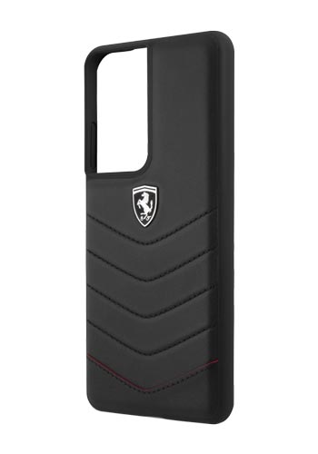 Ferrari Leather Cover Off Track Black, für Samsung G998 Galaxy S21 Ultra, FEHQUHCS21LBK, Blister
